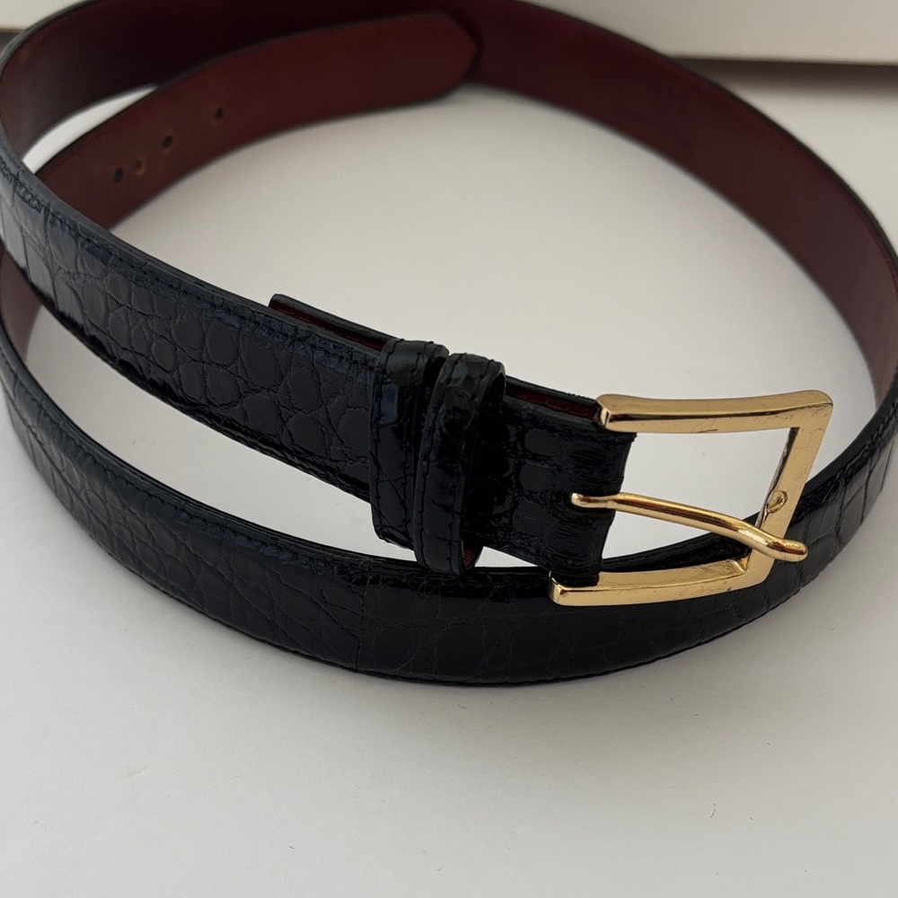 W. Kleinberg Genuine Alligator USA Neiman Marcus Adjustable‎ Belt Black Mens 42